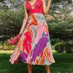 Pink Organza Printed Midi Dress