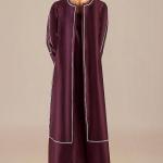 Burgundy Chanderi Corded Embroidered Jacket Dress