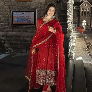 Outstanding Red Color Sequence Work Anarkali Gown XXL